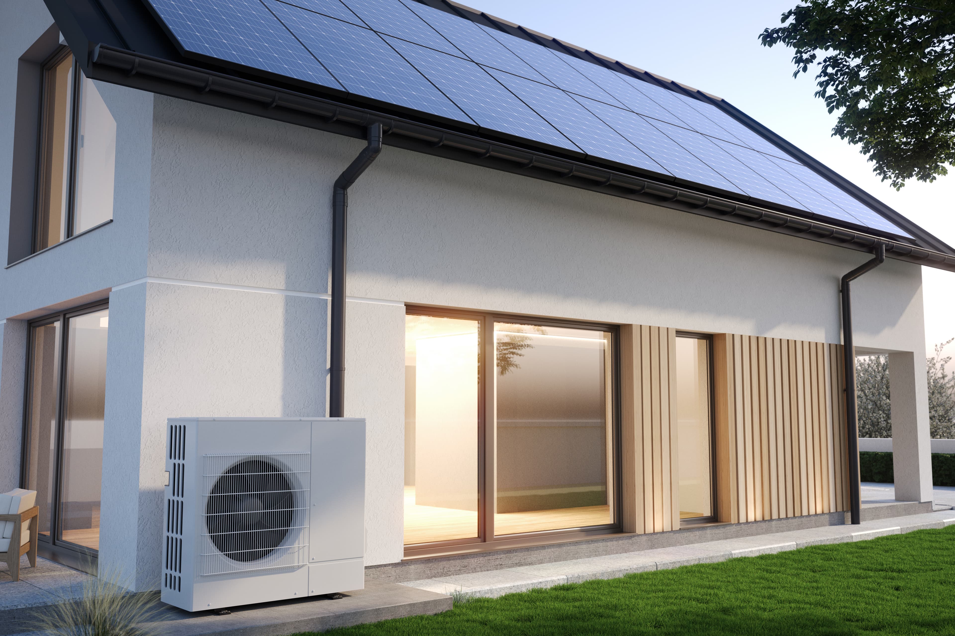 Einfamilienhaus mit PV-Anlage und Wärmepumpe